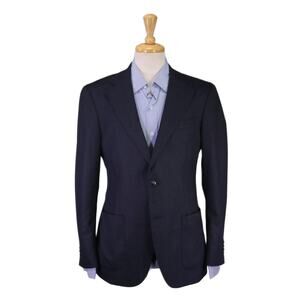 Cantarelli Navy Blue Wool Fleece Flannel 2-Btn Patch Pocket Blazer Jacket 38R